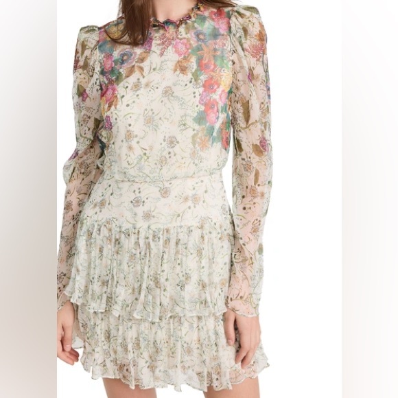 AVA-B RUFFLE FLORAL PRINT DRESS IN DANDELION - Picture 2 of 8